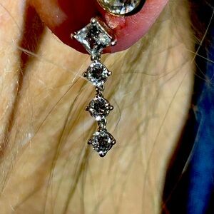 Vintage Sabika Silver Drop Earrings with Gemstones and Prong Setting